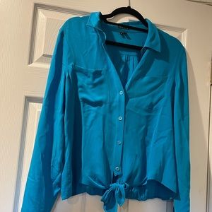 Theory blue button down blouse